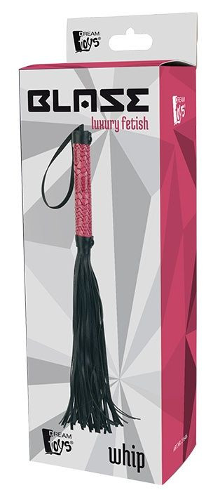 Черная мини-плеть WHIP с розовой ручкой - 39 см.