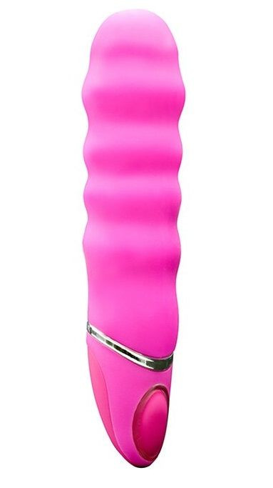 Розовый перезаряжаемый вибратор PROVIBE с волнами на стволе - 14 см.