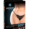 Черные трусики Remote Lace Peek-a-Boo XL-XXL с вибрацией и анальным стимулятором