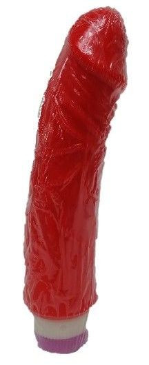 Красный вибратор-реалистик Jeff - 19,5 см.