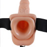 Телесный полый страпон Hollow Strap-On with Balls - 18,9 см.