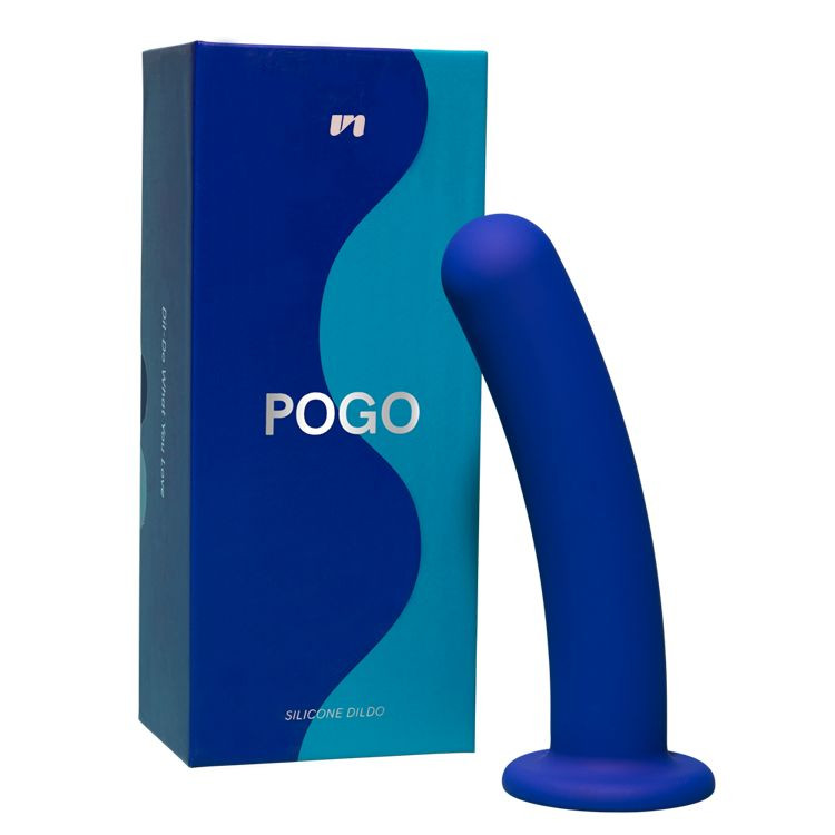 Синий гладкий фаллоимитатор-насадка Pogo - 15,5 см.