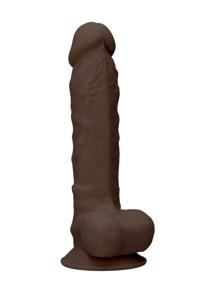 Коричневый фаллоимитатор Silicone Dildo With Balls - 22,8 см.