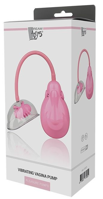 Розовый вакуумный вибромассажер VIBRATING VAGINA PUMP