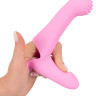 Нежно-розовая двойная вибронасадка на палец Vibrating Finger Extension - 17 см.