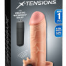 Телесная вибронасадка с кольцом  Vibrating Real Feel 1 Extension - 14 см.