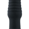 Черная ребристая вибровтулка с ограничителем - 9 см.