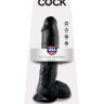 Реалистичный чёрный фаллоимитатор-гигант 10  Cock with Balls - 25,4 см.