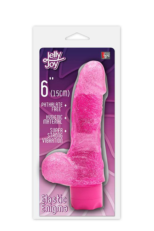 Розовый водонепроницаемый вибратор JELLY JOY ELASTIC ENIGMA MULTISPEED VIBE - 15 см.