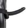 Черный полый страпон с вибрацией - 23 см.