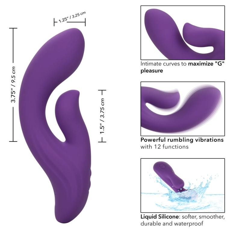Фиолетовый вибратор-кролик Stella Liquid Silicone Dual Pleaser - 17,25 см.