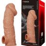 Телесная насадка на фаллос с фиксацией мошонки Cock Sleeve 001 Size M - 15,6 см.